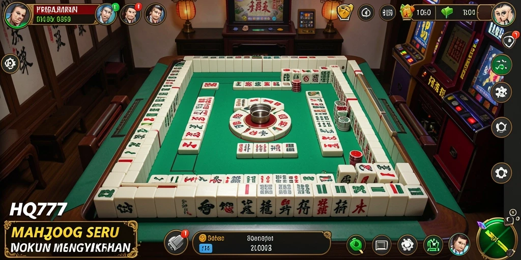 Tampilan menarik dari gameplay HQ777 yang penuh tantangan Mahjong.