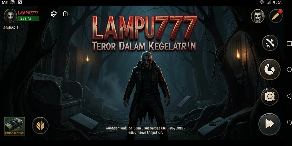 Screenshot gameplay LAMPU777 yang menampilkan suasana horor yang mencekam.