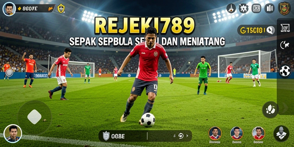 Tampilan gameplay nyata dari REJEKI789, menunjukkan aksi sepak bola yang mendebarkan.