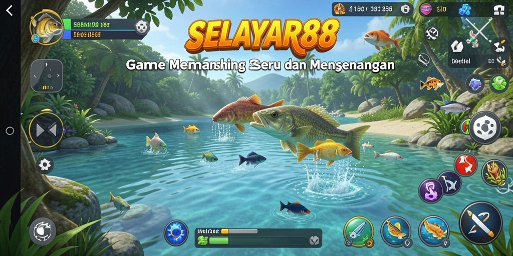Screenshot gameplay menunjukkan aksi memancing yang mendebarkan di SELAYAR88.