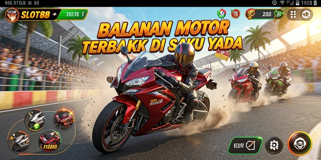 Gameplay SLOT88 yang seru dengan balapan motor.