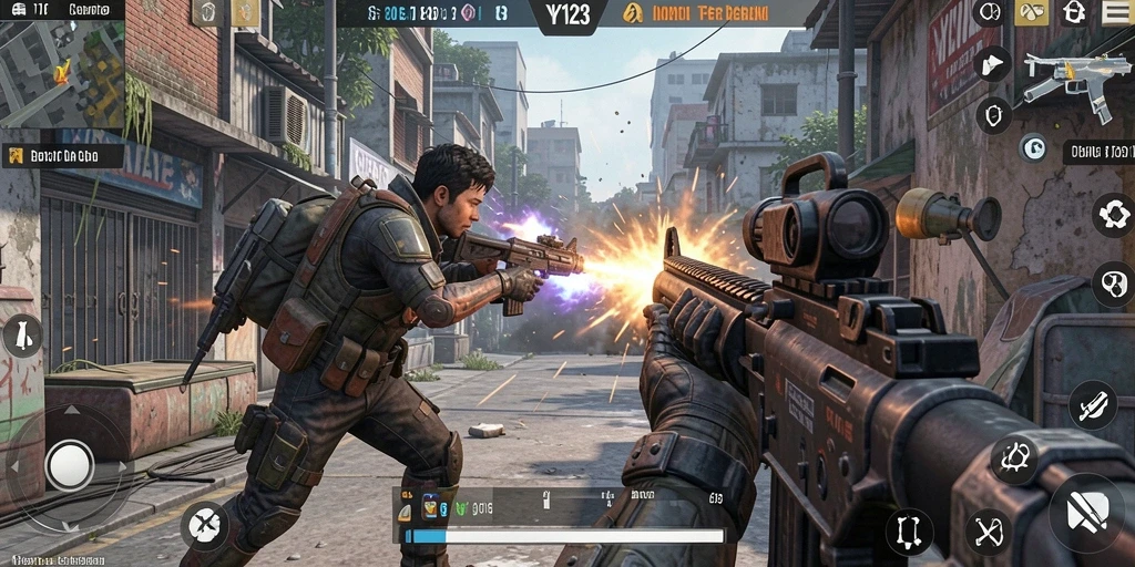 Tampilan gameplay seru dan mendebarkan dari YY123 yang menguji keterampilan FPS.